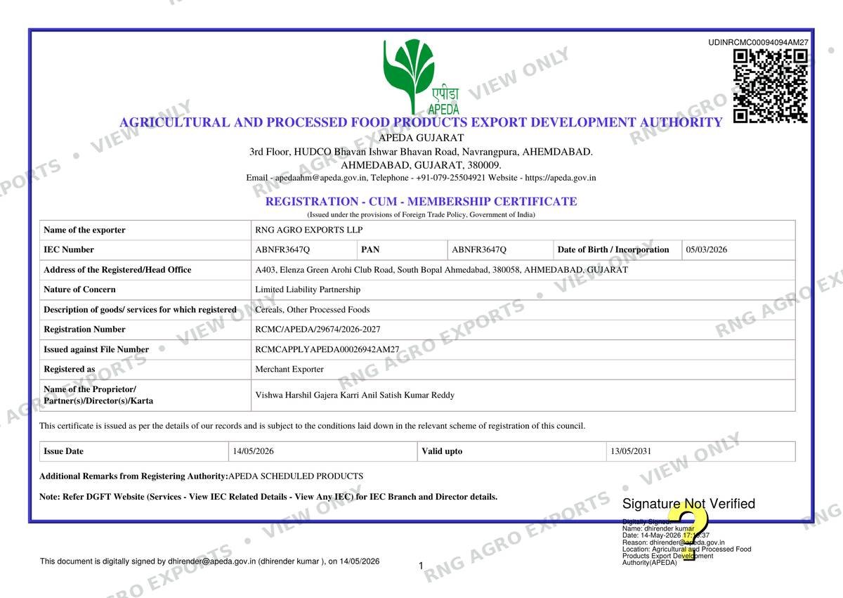 APEDA Registration-cum-Membership Certificate